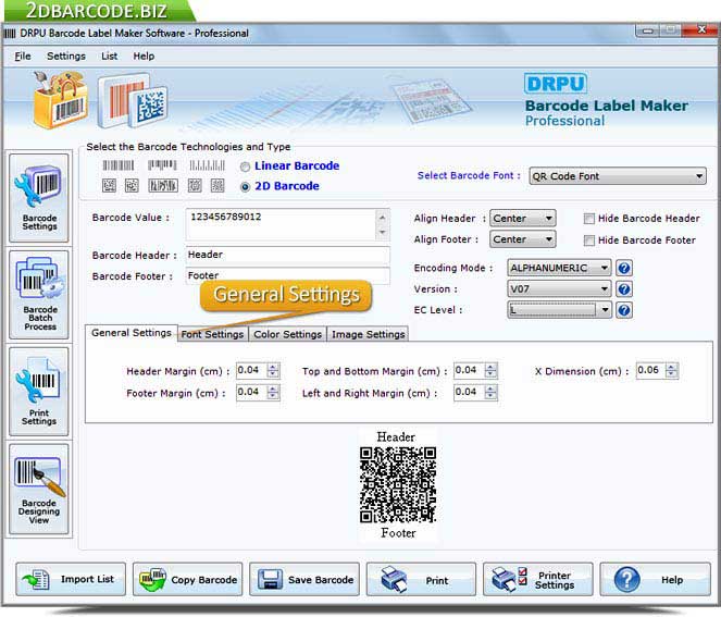 2D Barcode Software screenshot